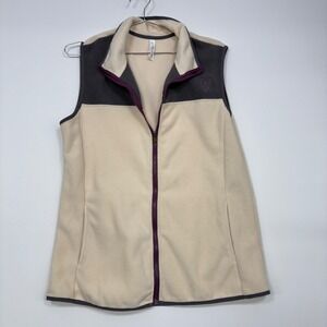 NWT Latched Mama Women Nursing Fleece Vest XL Cream Grey Colorblock Kind Bee Zip